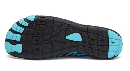 ZERO Zenith Midnight Series barefoot shoe in Blue and Black, angled view