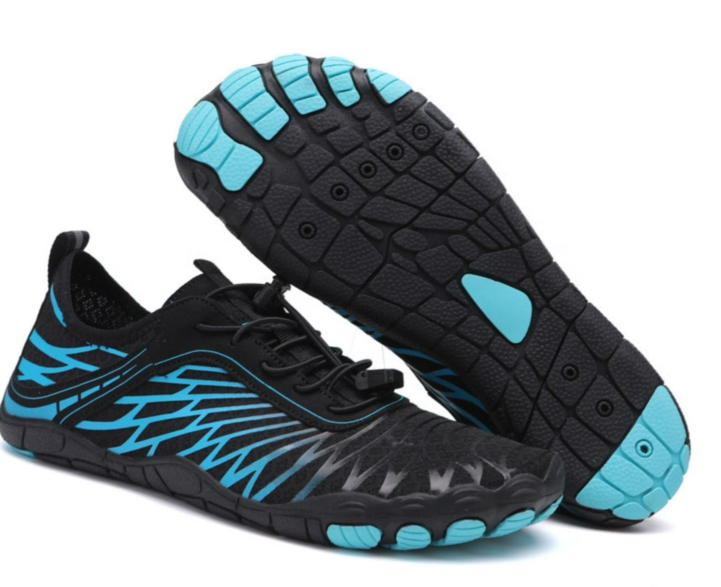 ZERO Zenith Midnight Series Blue Black barefoot shoes pair showing outsole tread