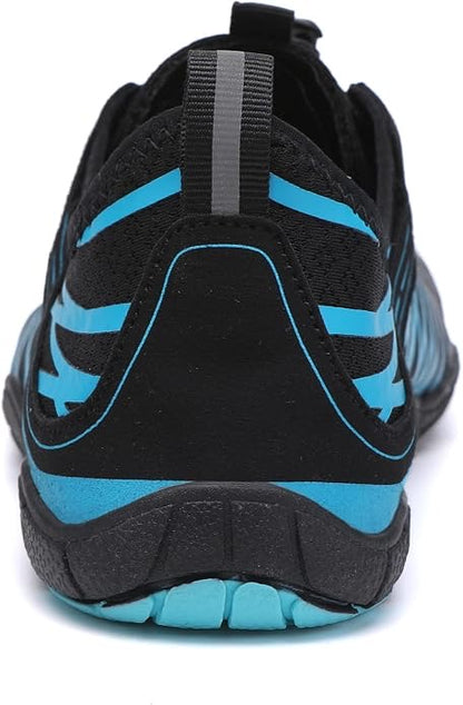 ZERO Zenith Midnight Series Blue Black barefoot shoe heel view