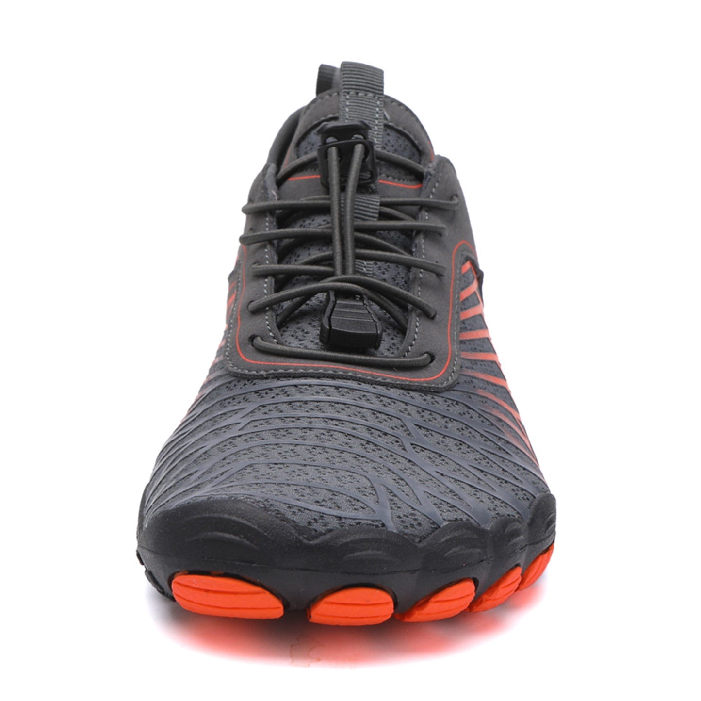 ZERO Zenith Midnight Series Orange Black barefoot shoe front, wide toe box