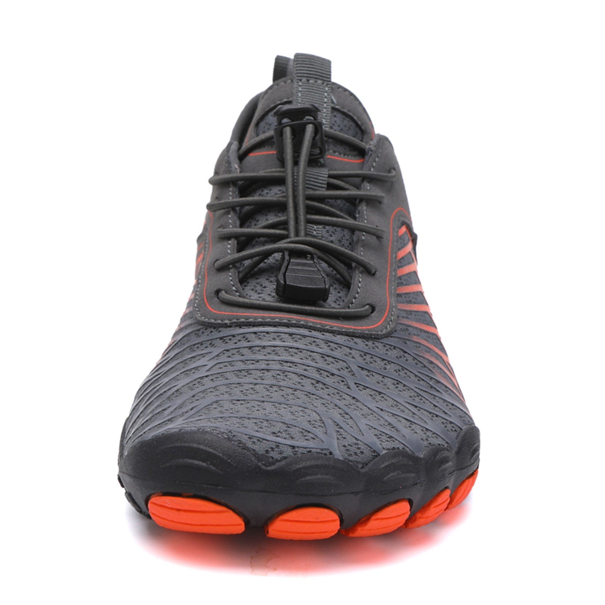 ZERO Zenith Midnight Series Orange Black barefoot shoe front, wide toe box
