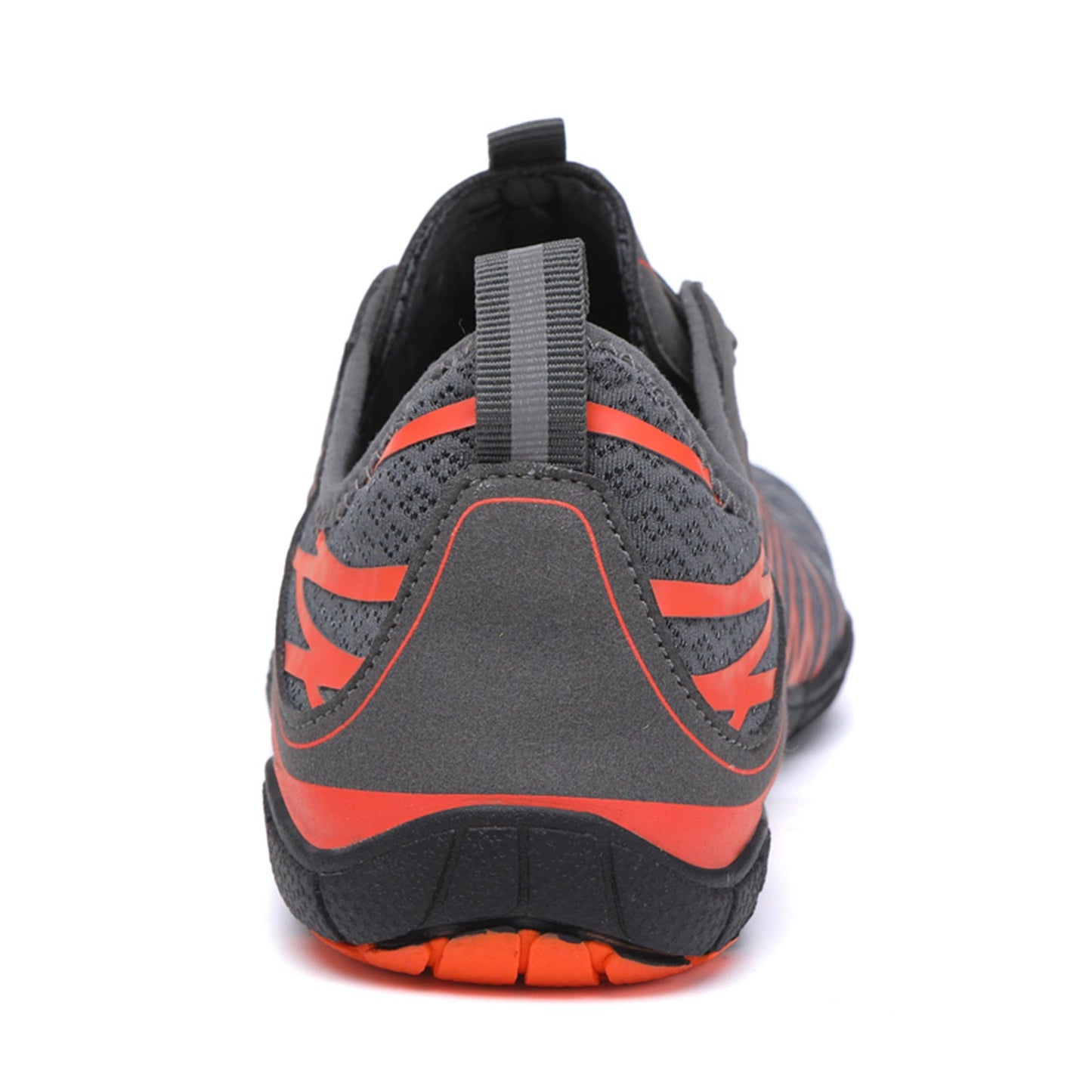 ZERO Zenith Midnight Series Orange Black barefoot shoe heel view