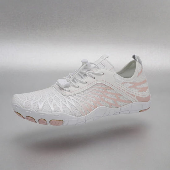 ZERO Zenith Original White Pink barefoot shoe construction breakdown: upper, insole, outsole