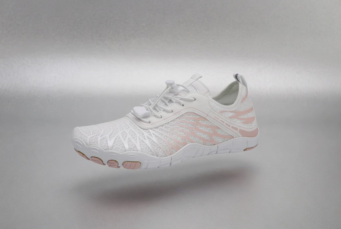 ZERO Zenith Original White Pink barefoot shoe construction breakdown: upper, insole, outsole